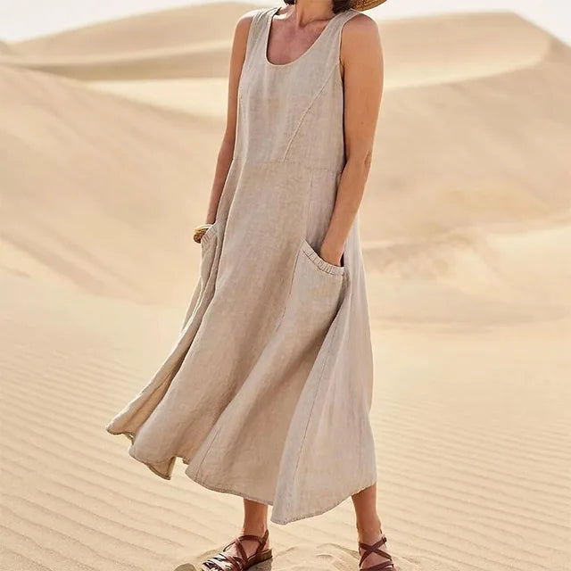 Out-Shine | Sleeveless Dress In Linen