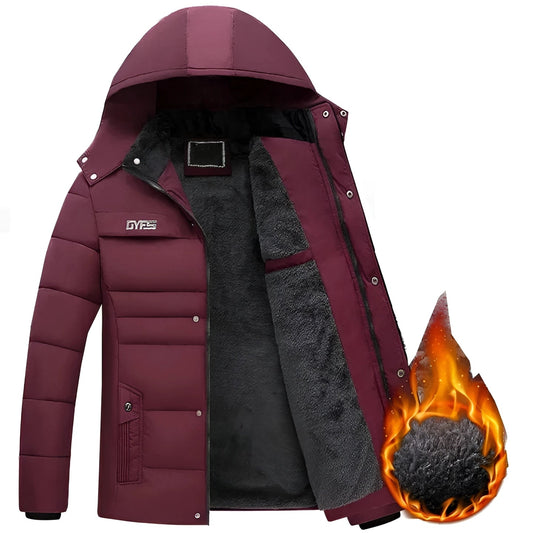 Out-Shine | Maroon USB Heated Winter Jacket, Waterproof with Fleece Lining