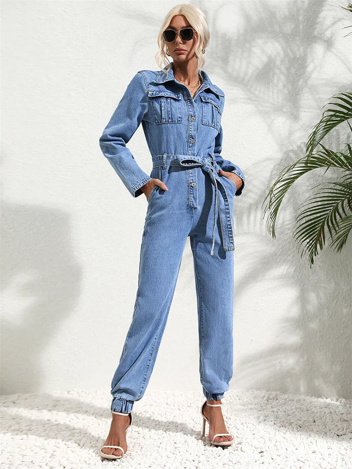 Out-Shine | Jumpsuit With Belt And Long Sleeves For Women