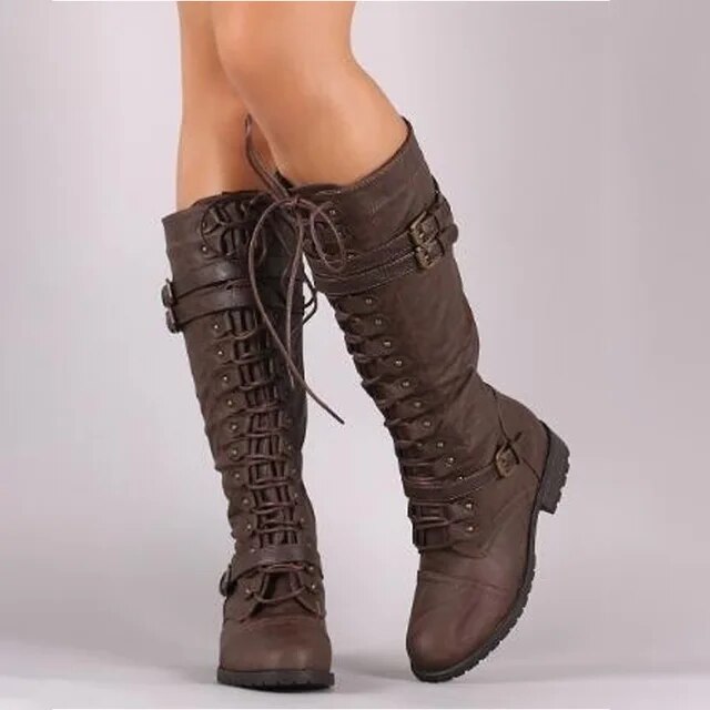 Out Shine | Retro Lace-up Boots with Buckle