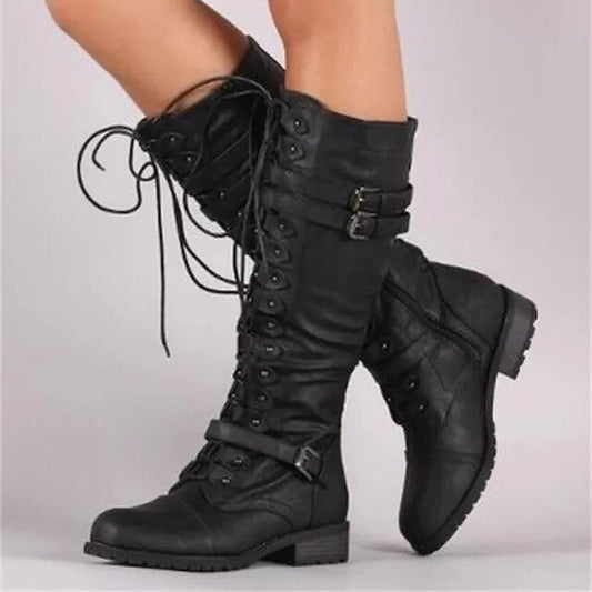 Out Shine | Retro Lace-up Boots with Buckle