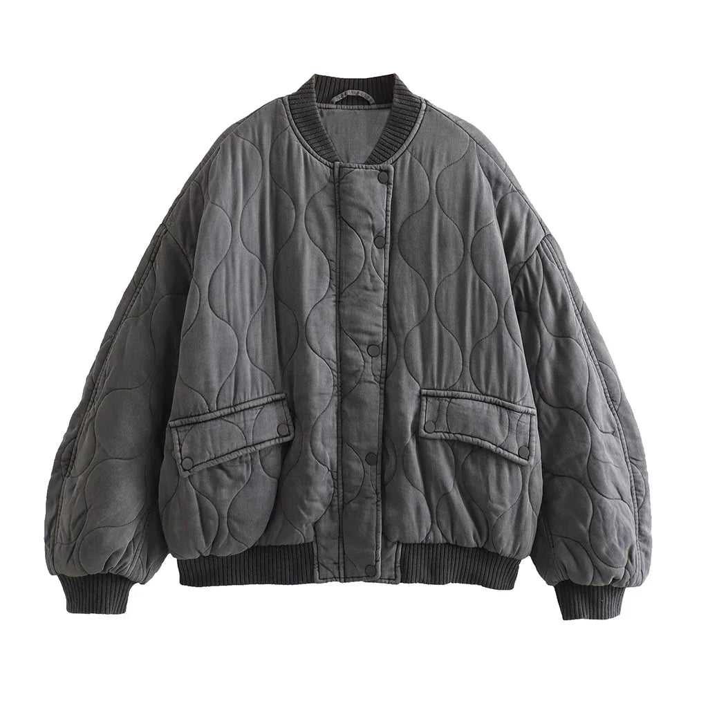Out Shine | Women's Loose Fit Gray Bomber Jacket