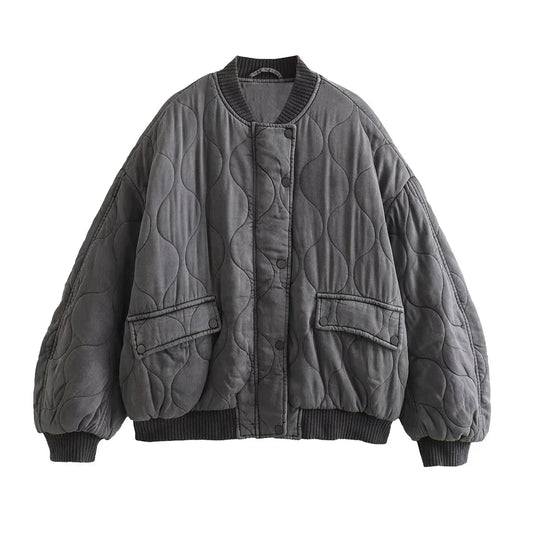 Out Shine | Women's Loose Fit Gray Bomber Jacket
