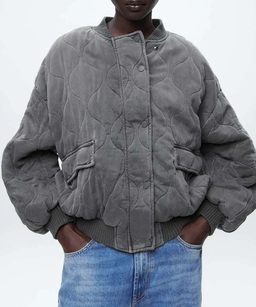 Out Shine | Women's Loose Fit Gray Bomber Jacket