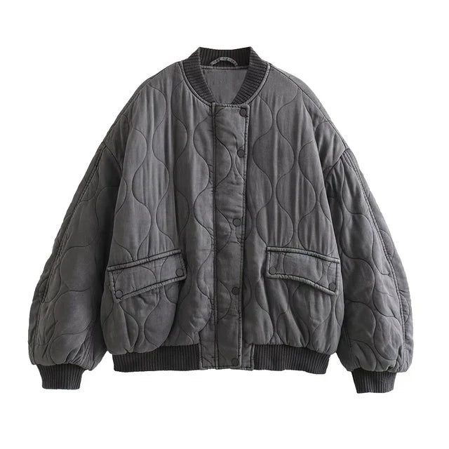 Out Shine | Women's Loose Fit Gray Bomber Jacket