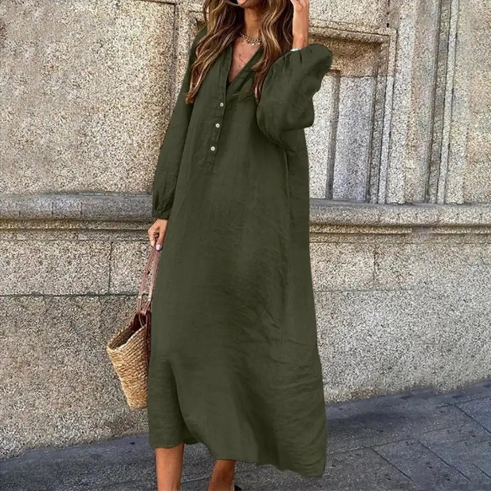 Out-Shine | Loose Fit Long Sleeve Midi Dress