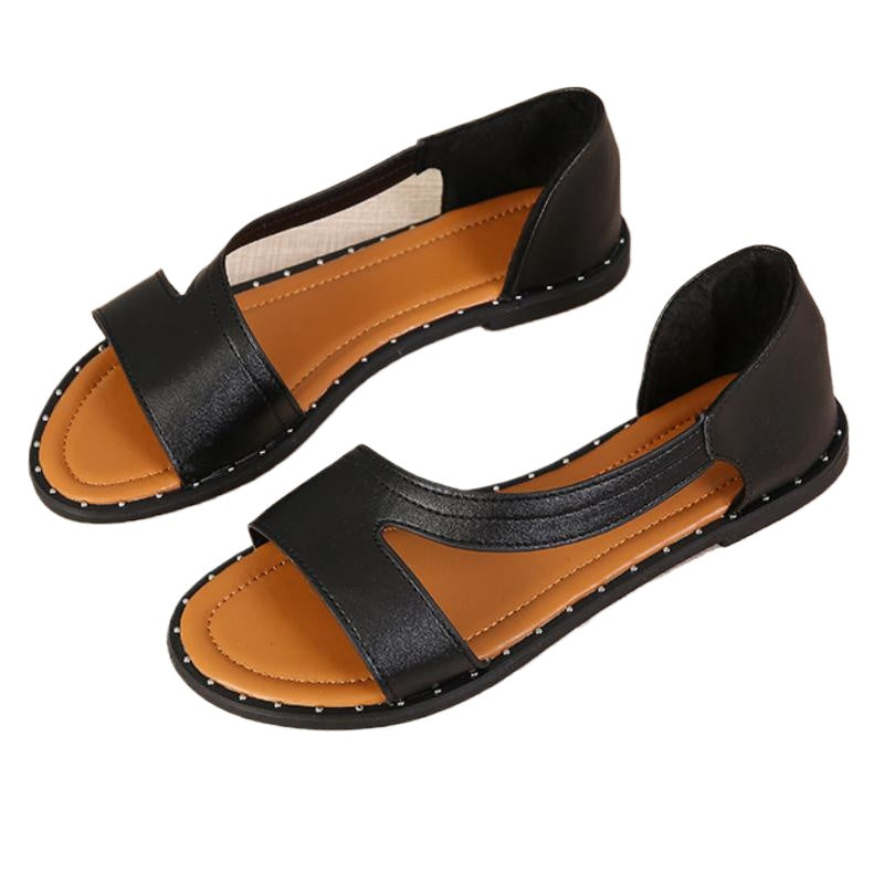 Out-Shine | Flat Sandals with Fish Coin Neckline and Open Toe