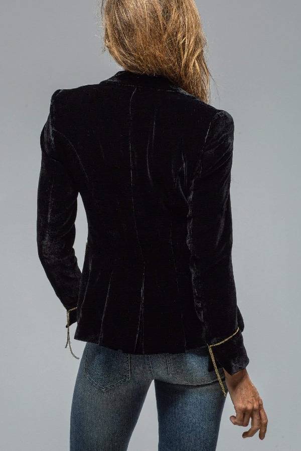 Out-Shine | Gold Velvet Long Sleeve Pocket Blazer