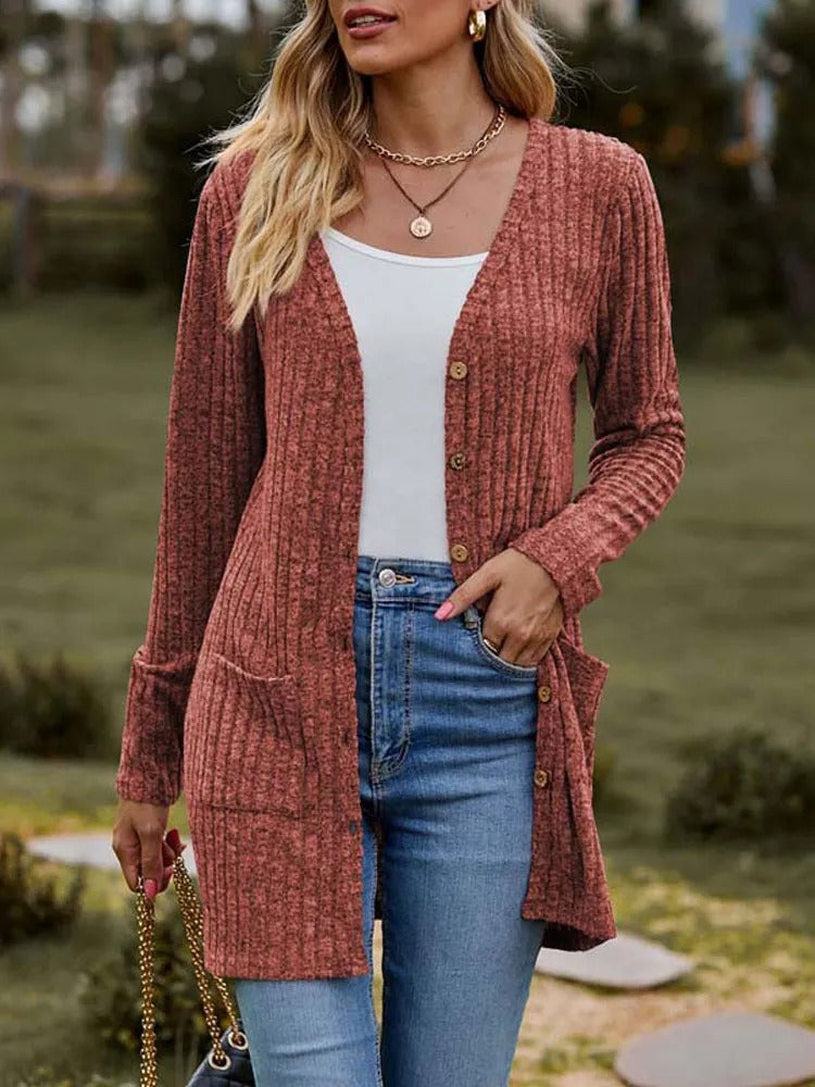 Out-Shine | Wool Long Cardigan with Buttons for Women