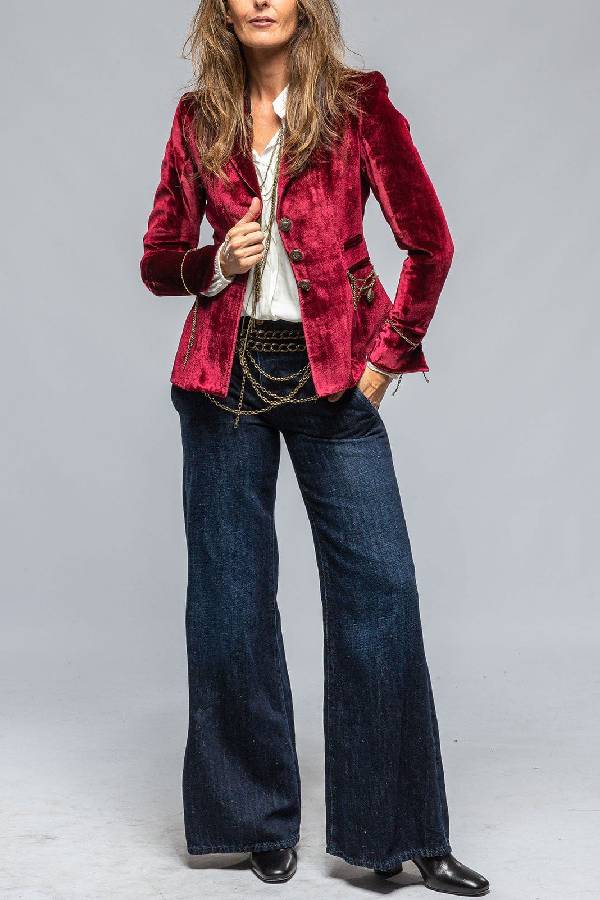 Out-Shine | Gold Velvet Long Sleeve Pocket Blazer