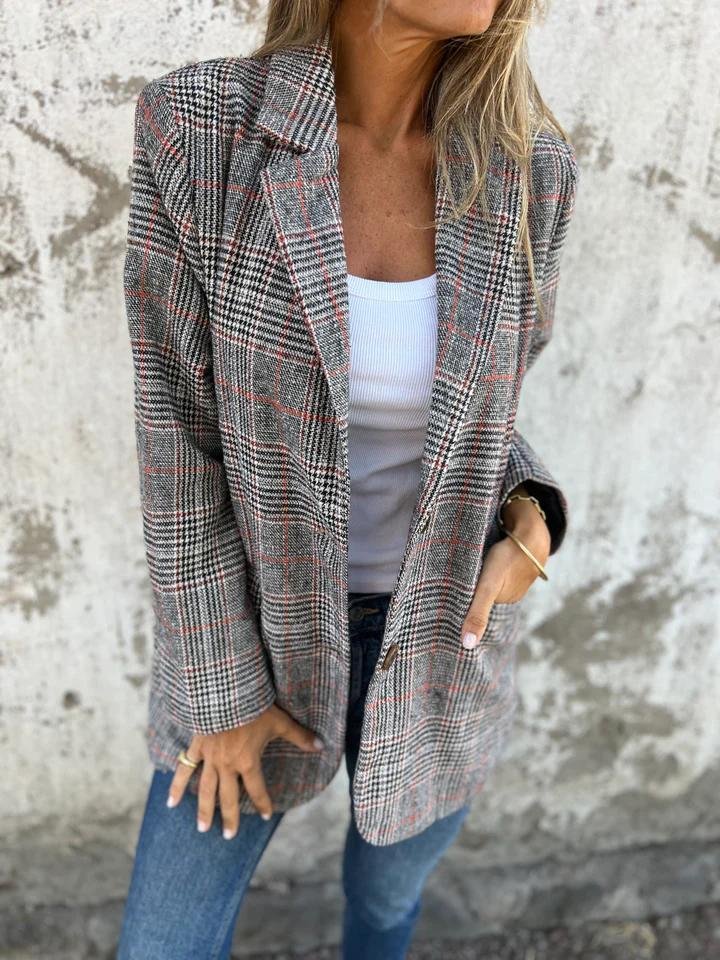 Out-Shine | Stylish Checkered Blazer
