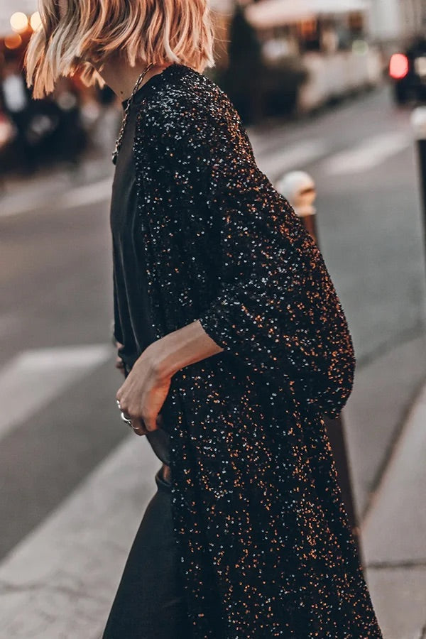 Out-Shine | Glamour Sequin Bell Sleeve Kimono