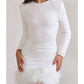 Out-Shine | Berry Sequin Feather Hem Mini Dress