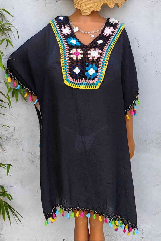 Out-Shine | Tassel Detail Embroidered Dress