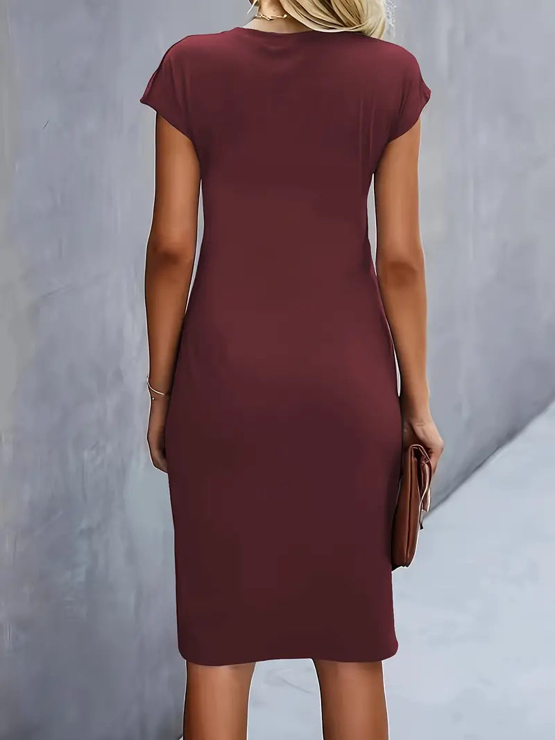 Out-Shine | Solid - Colored Dress With A Round Neckline