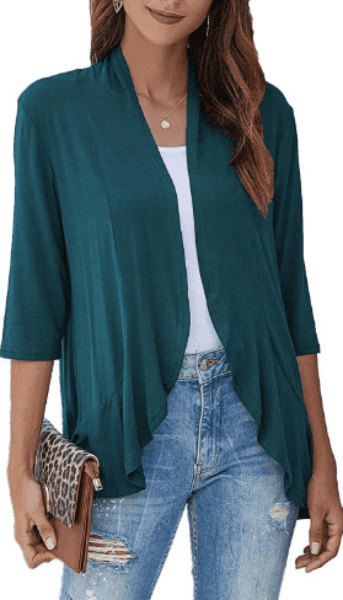 Out-Shine | Solid Color Cardigan with Wavy Hem