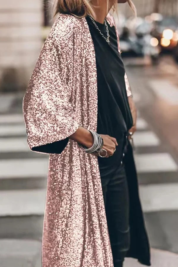 Out-Shine | Glamour Sequin Bell Sleeve Kimono