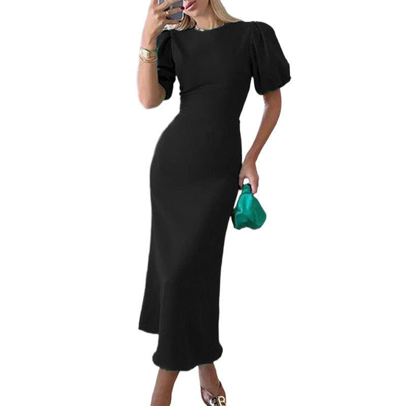 Out-Shine | Sleeve Waist Trimming Fashion Slim Long Dress