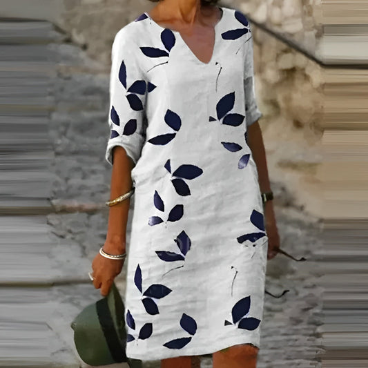 Out-Shine | Stunning Women's Summer Dress With Leaf Print