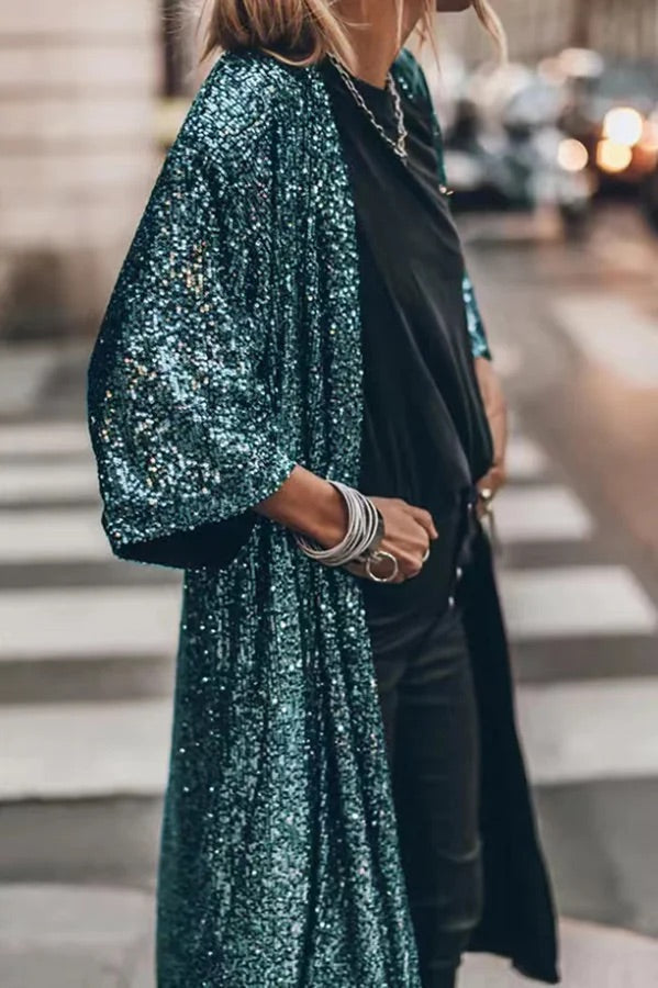 Out-Shine | Glamour Sequin Bell Sleeve Kimono