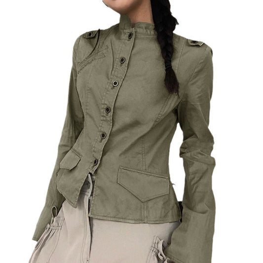 Out-Shine | Heavy-Duty Fashion Jacket with Stand Collar and Zipper Pockets