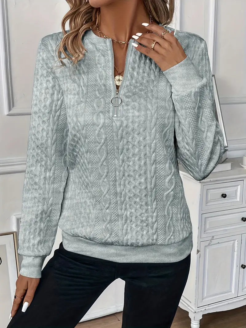 Out-Shine | Solid Colour Front Zipper Sweater
