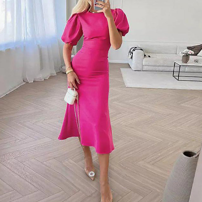 Out-Shine | Sleeve Waist Trimming Fashion Slim Long Dress