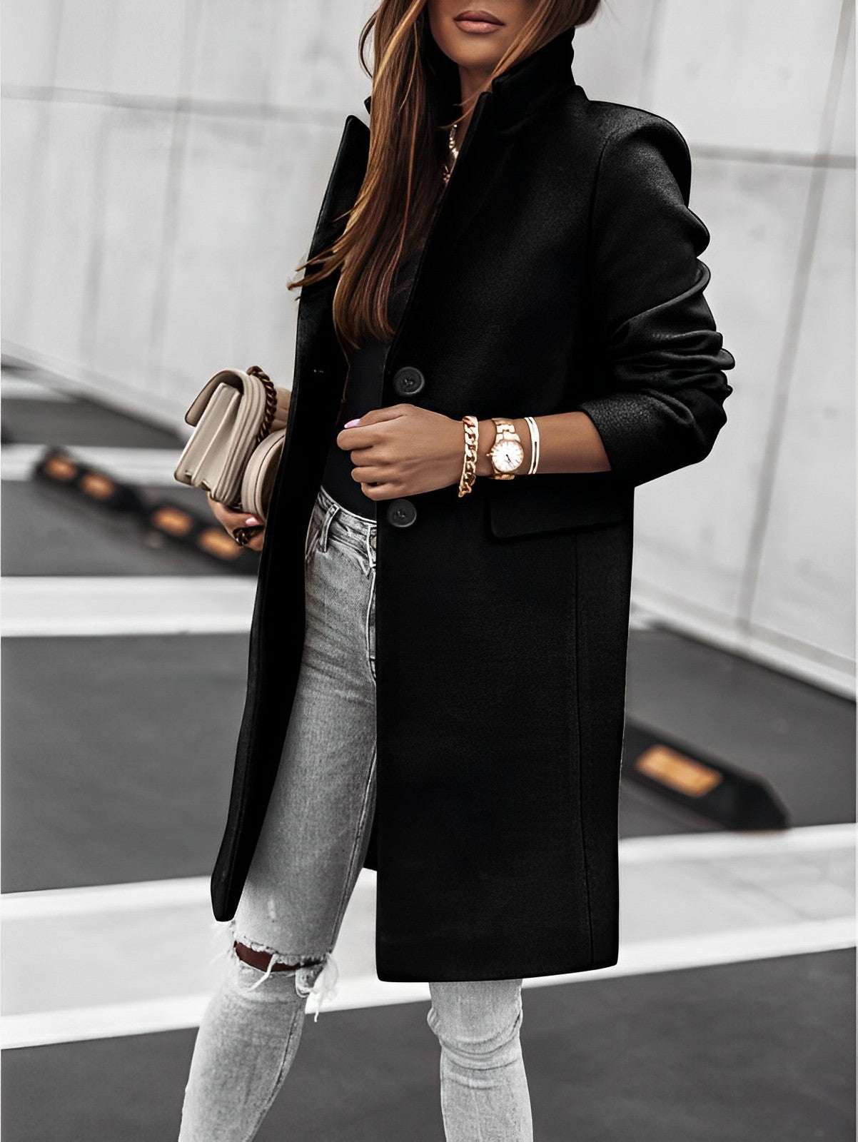 Out-Shine | Classic Two-Button Coat with Long Sleeves