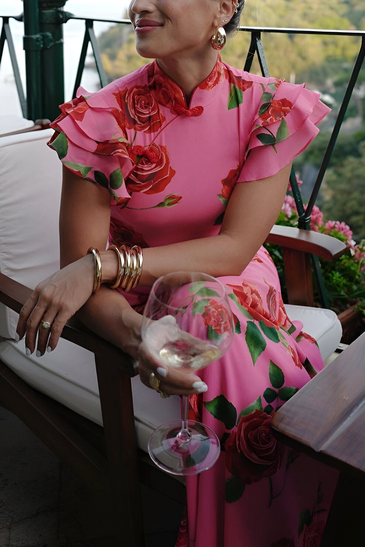 Out-Shine | Chic High Neck Bell Sleeve Dress