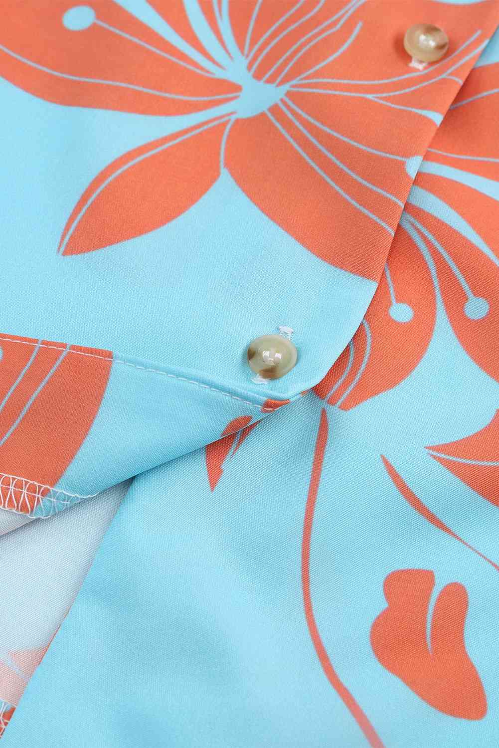 Out-Shine | Printed V - Neck Drawstring Waist Dress