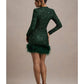 Out-Shine | Berry Sequin Feather Hem Mini Dress