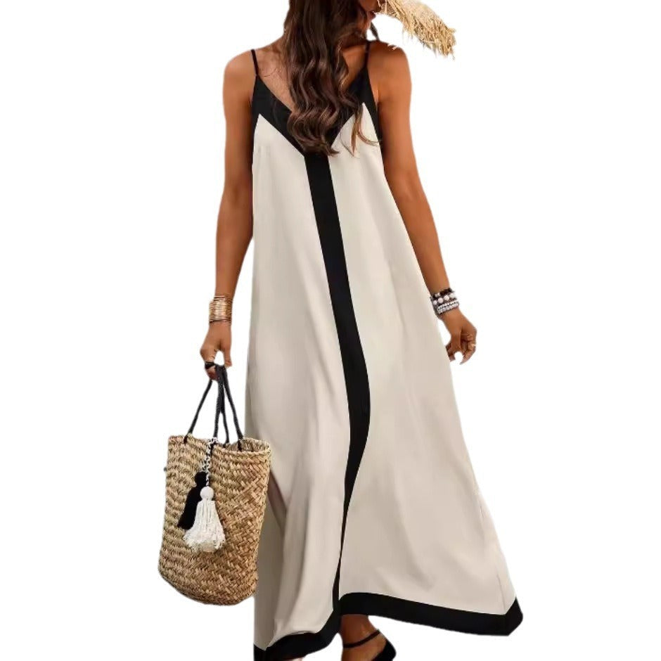 Deslumbra | Vestido minimalista informal a rayas y bloques de color