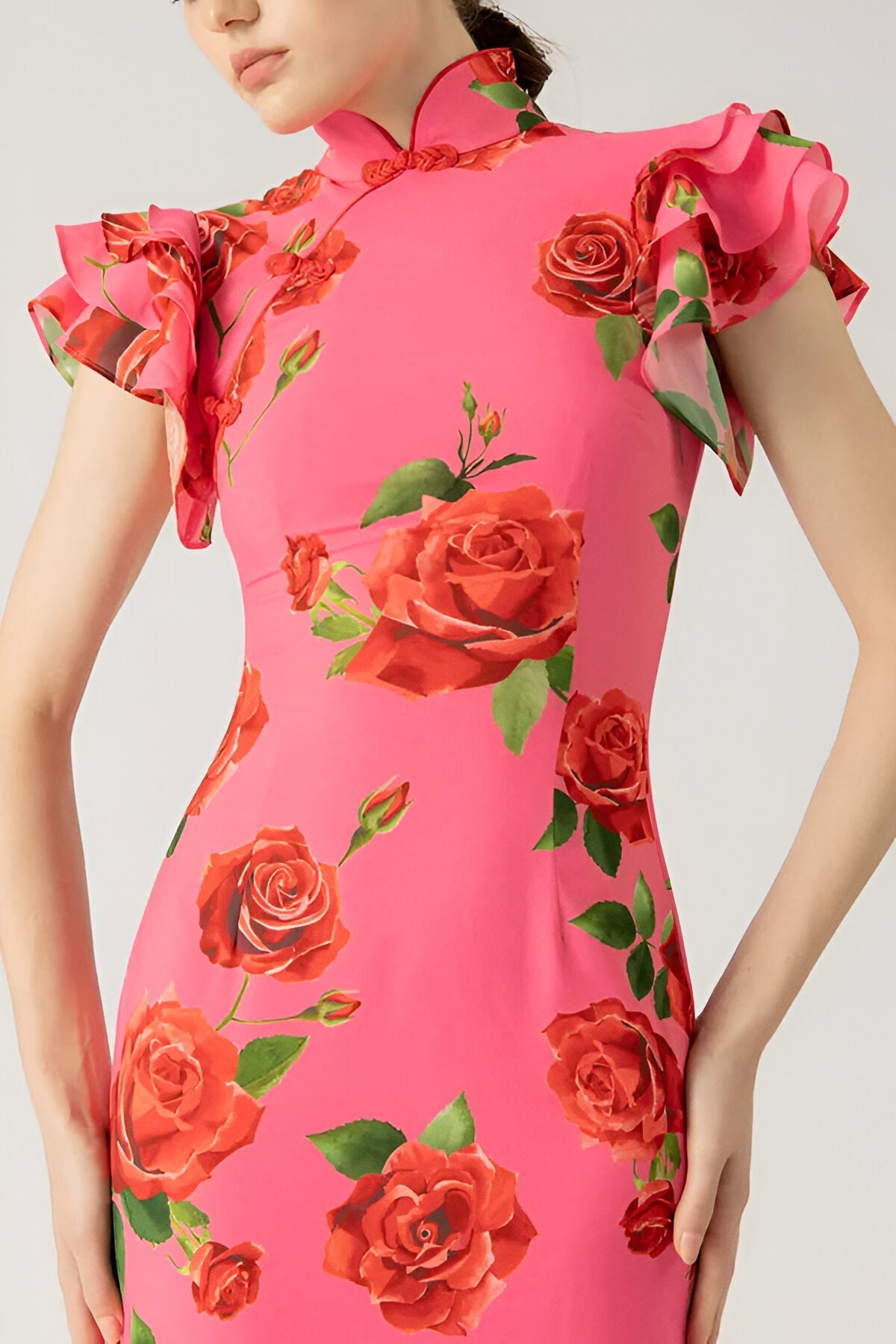 Out-Shine | Chic High Neck Bell Sleeve Dress