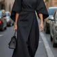 Out-Shine | Black dress with sleeves and belt