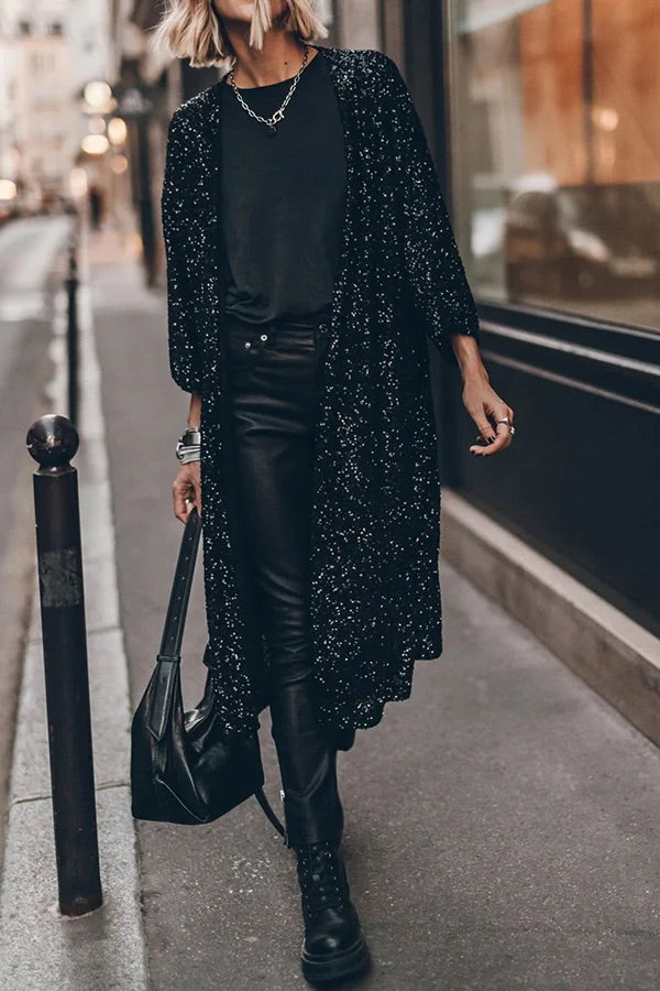 Out-Shine | Glamour Sequin Bell Sleeve Kimono