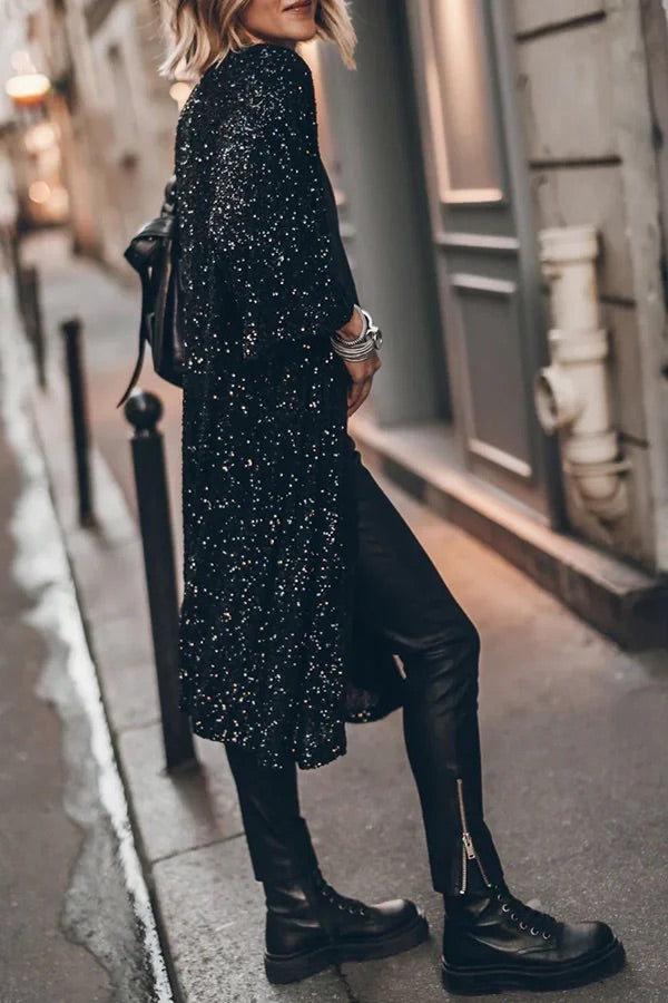 Out-Shine | Glamour Sequin Bell Sleeve Kimono