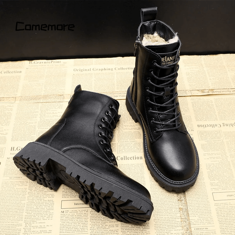 Out-Shine | Luxury Black Leather Women's Winter Boots
