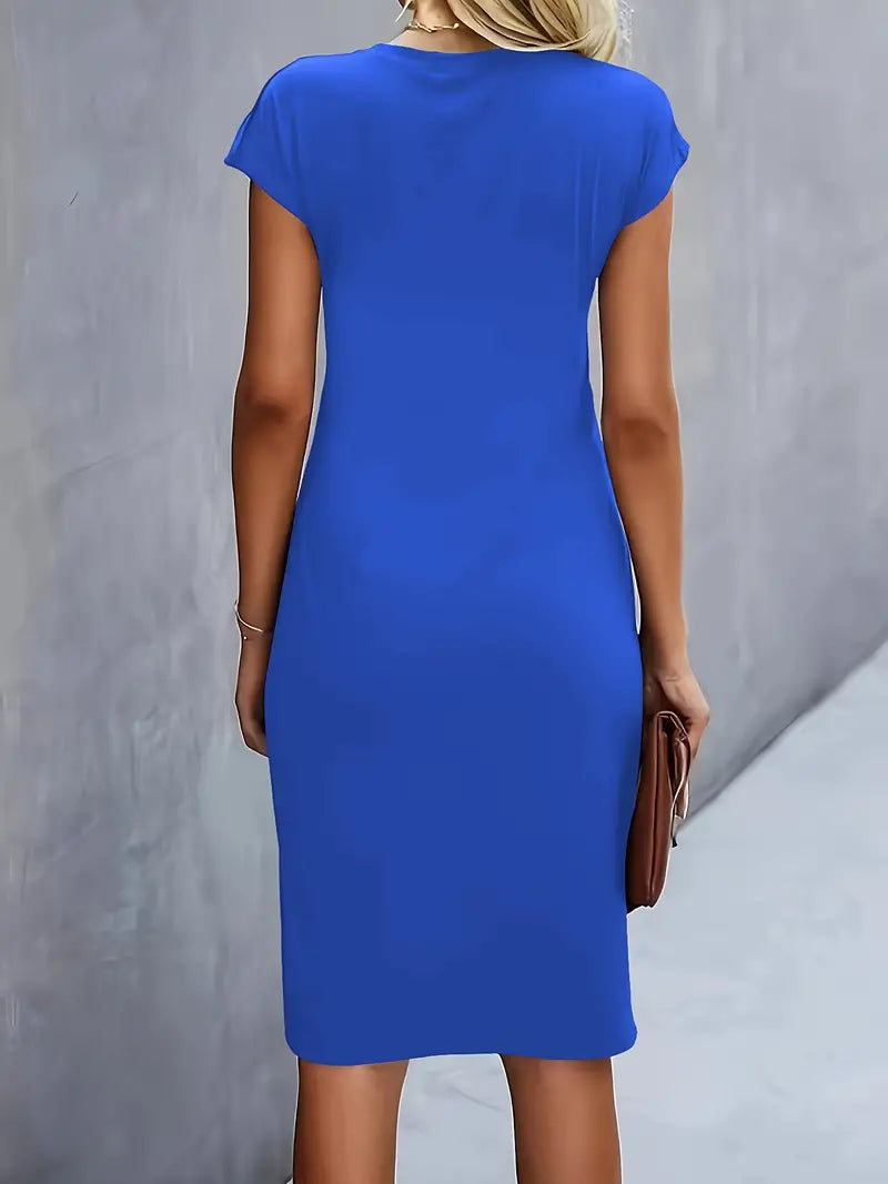 Out-Shine | Solid - Colored Dress With A Round Neckline
