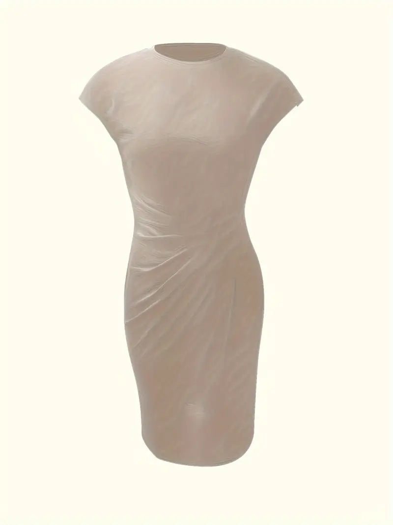 Out-Shine | Solid - Colored Dress With A Round Neckline