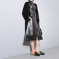 Out-Shine | Black leather sweater with high collar