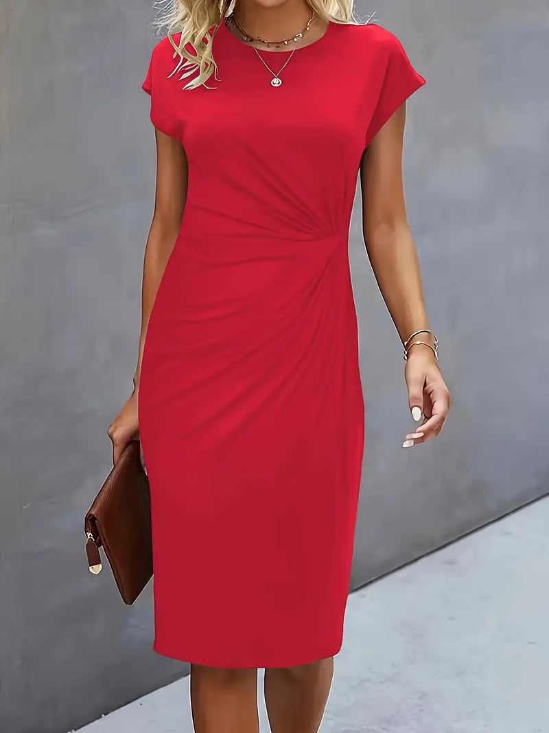 Out-Shine | Solid - Colored Dress With A Round Neckline