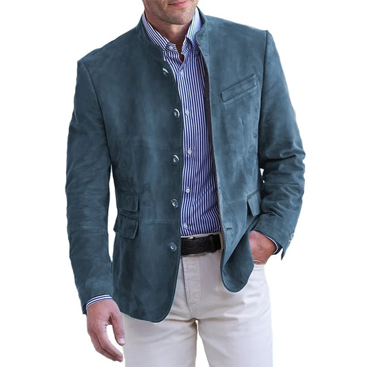 Out-Shine | Classic men's leather jacket with button closure