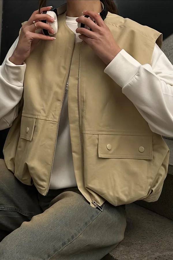 Deslumbra | Chaleco informal holgado sin mangas con bolsillos