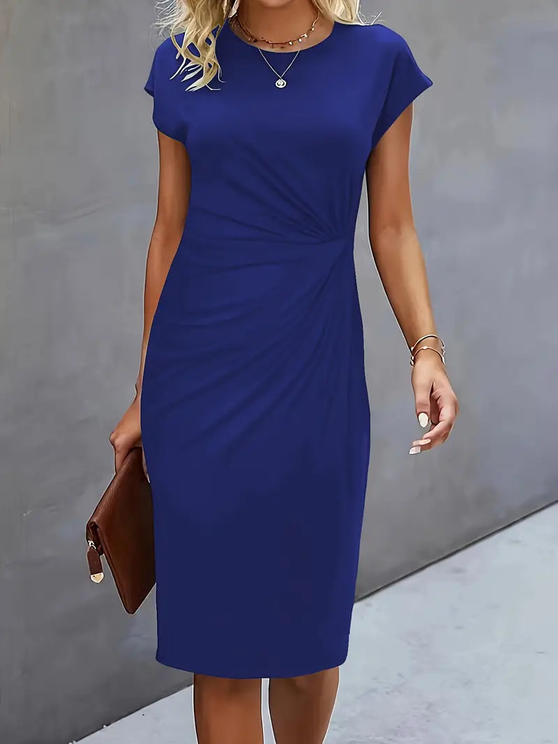 Out-Shine | Solid - Colored Dress With A Round Neckline