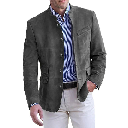 Out-Shine | Classic men's leather jacket with button closure