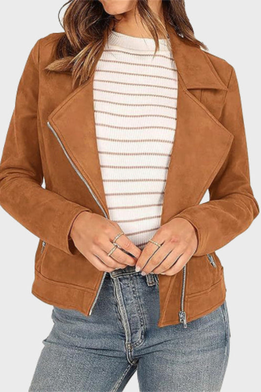 Out-Shine | Suede Cropped Biker Jacket