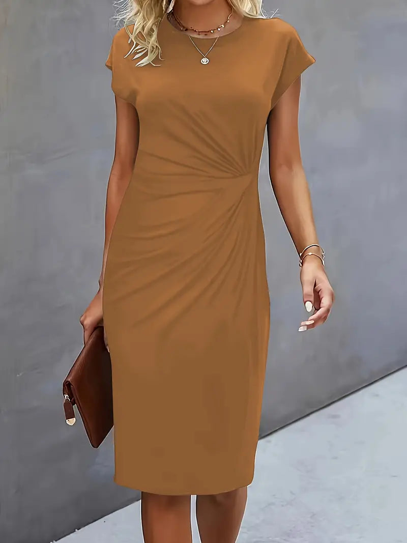 Out-Shine | Solid - Colored Dress With A Round Neckline