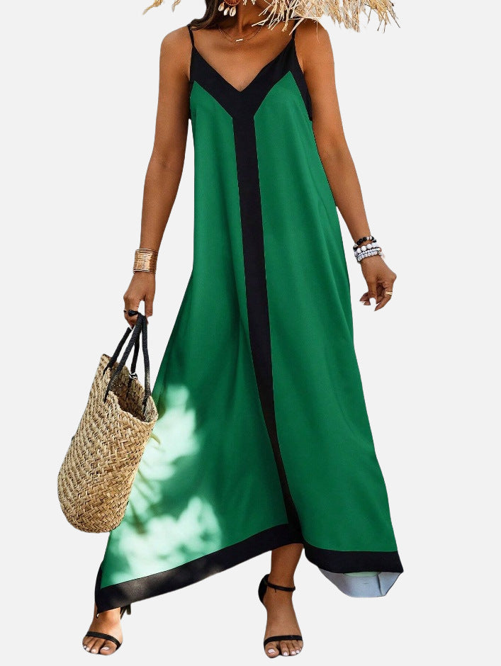 Deslumbra | Vestido minimalista informal a rayas y bloques de color