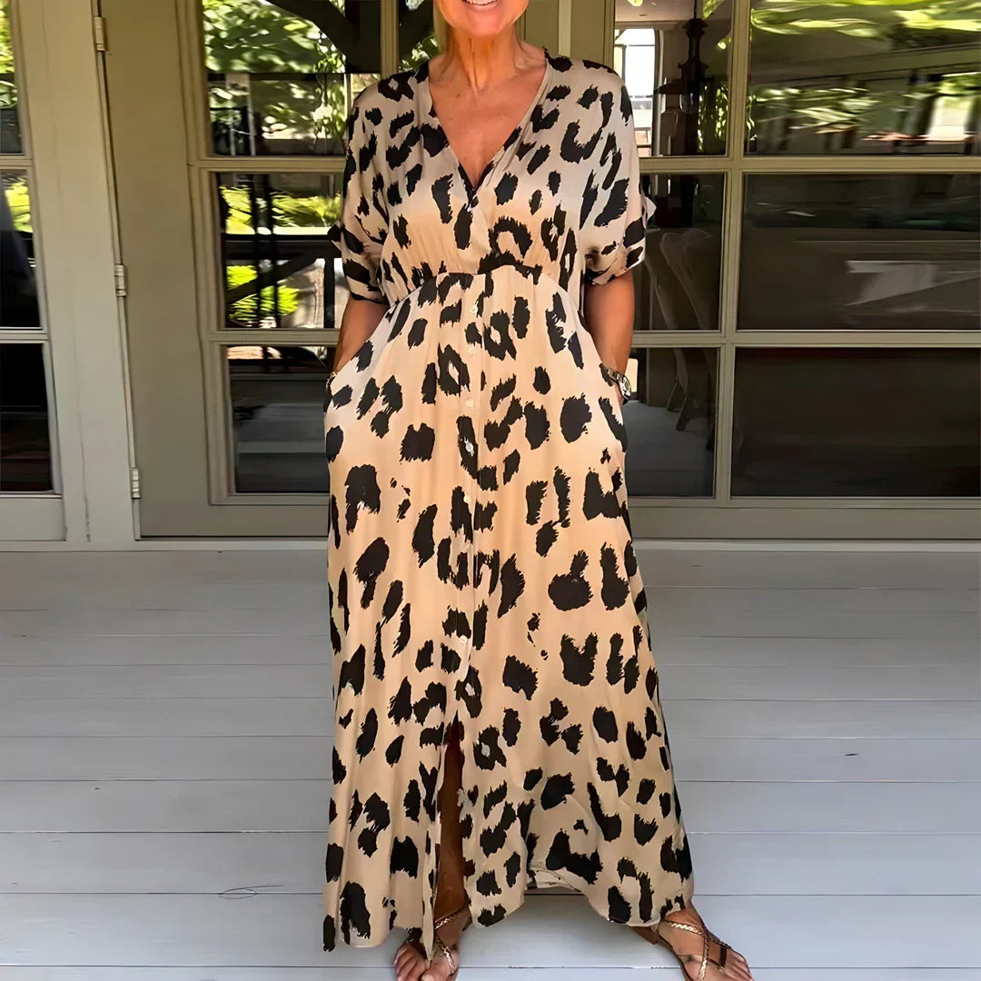 Deslumbra | Elegante vestido con estampado de pantera