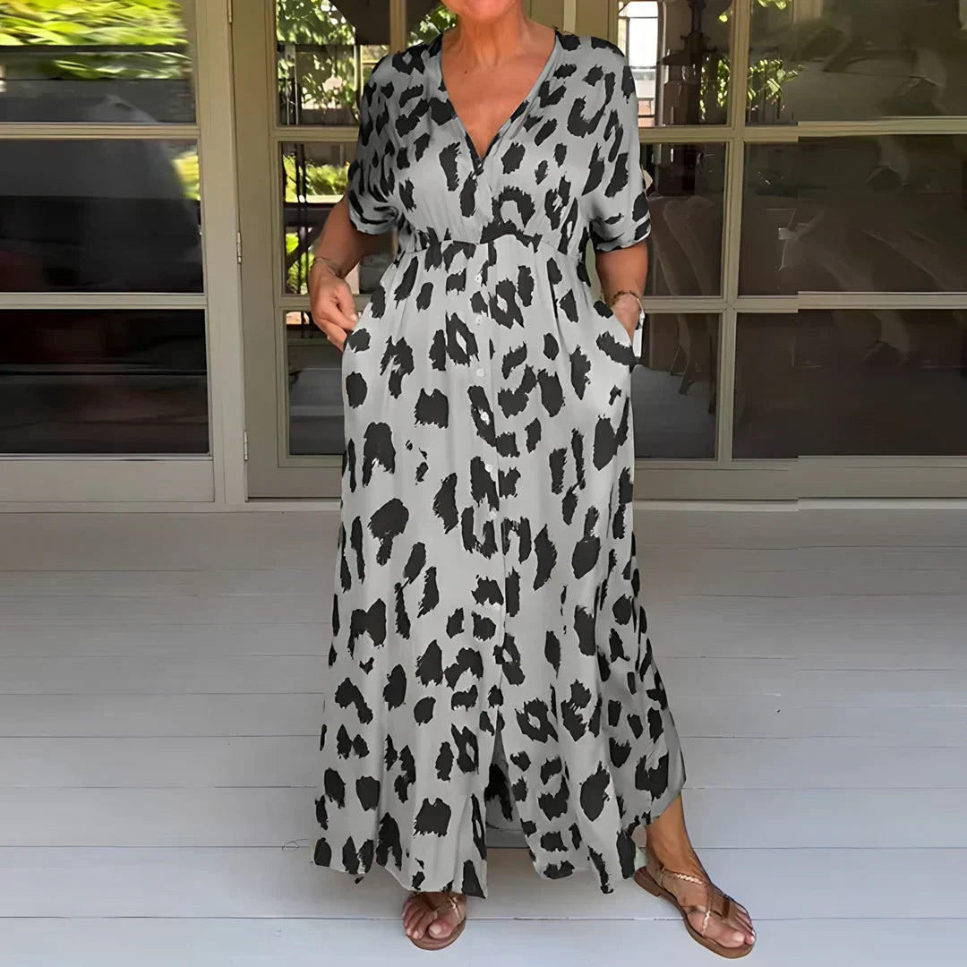 Deslumbra | Elegante vestido con estampado de pantera